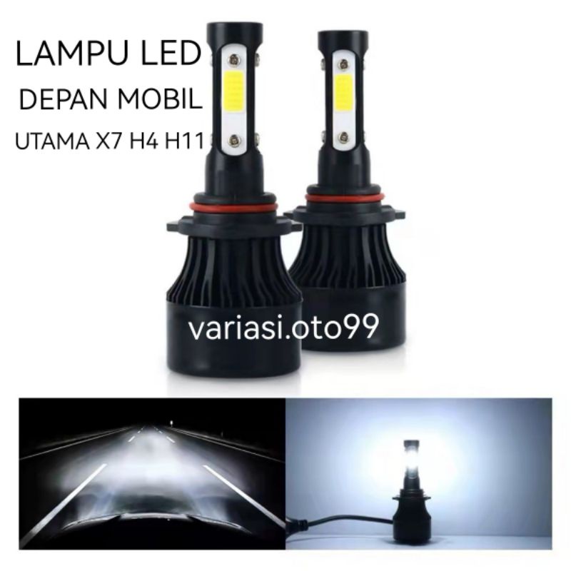 Lampu LED Depan Mobil Utama  4 Sisi X7 H4 &amp;H11 Lampu Mobil Super Terang