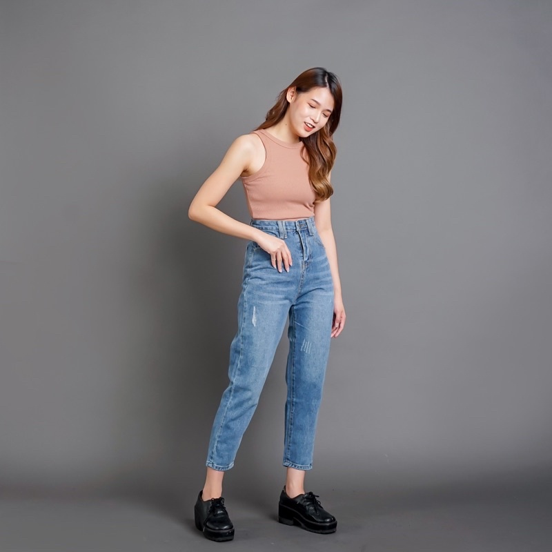 [LUXE.DLABEL]-C54 Jeans | Celana Panjang Jeans Highwaist wanita Boyfriend Jeans Import Wanita