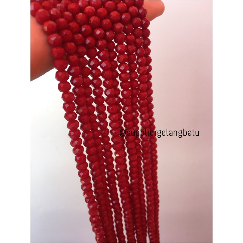 Crystal Ceko Doff 6mm MERAH MAROON beads manik donat rondelle grosir perhiasan aksesoris fashion