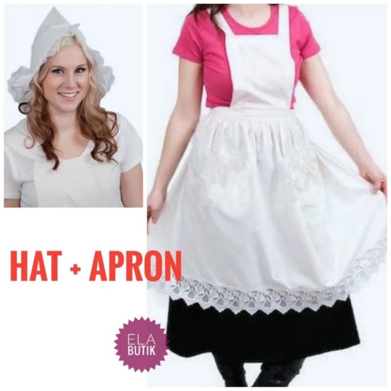 kostum belanda-dewasa-kostum halloween-topi-apron-noni belanda