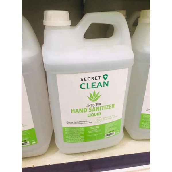 Hand Sanitizer HS merk Secret Clean by Herborist jerigen 5L 5 liter cair / spray dan gel