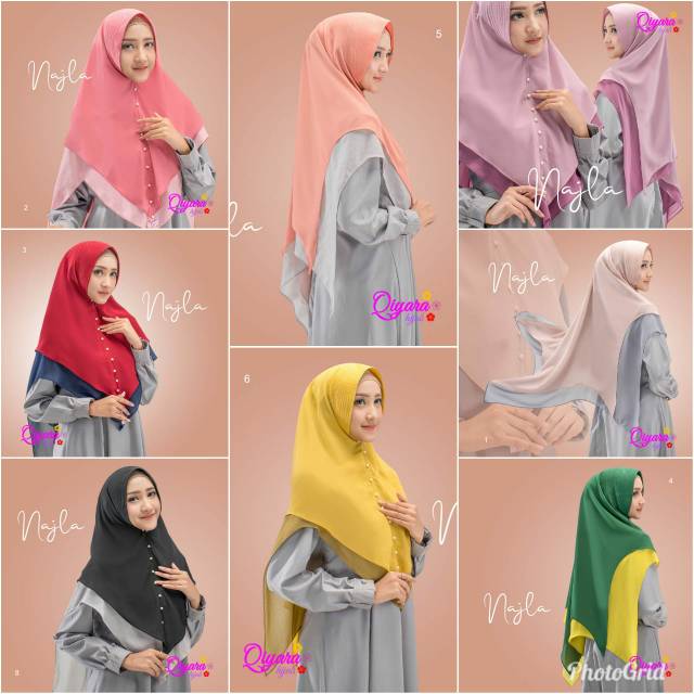 (BISA COD) Najla Khimar Pet Antem ORIGINAL Qiyara Hijab