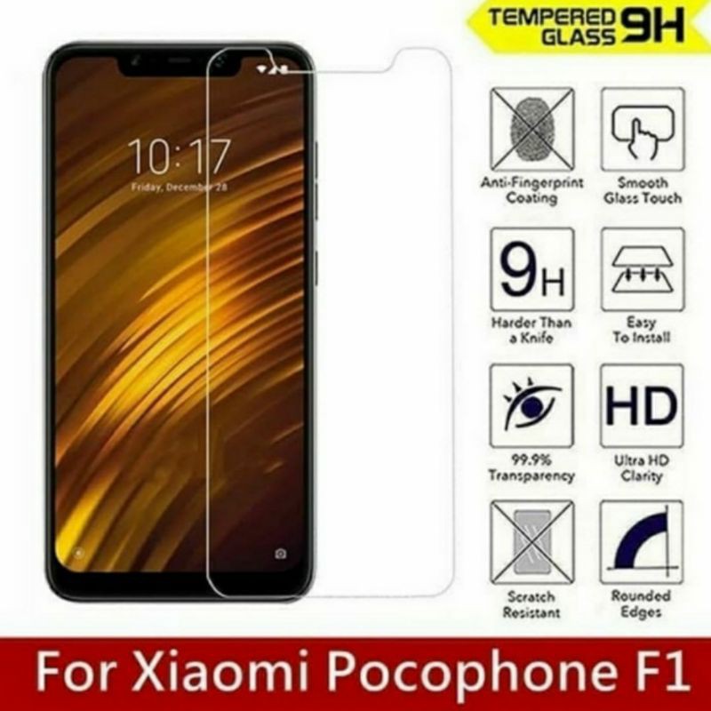 Xiaomi Poco F1 tempered glass anti gores kaca bening