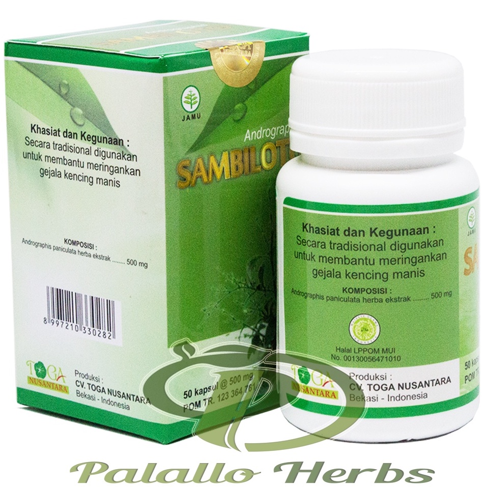 Kapsul SAMBILOTO Toga Nusantara | Obat Herbal Diabetes isi 50 Kapsul