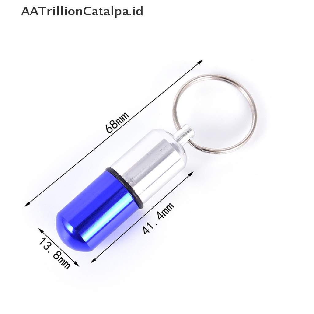 Aatrillioncatalpa Gantungan Kunci Botol Kontainer Obat Mini Bahan Metal Anti Air
