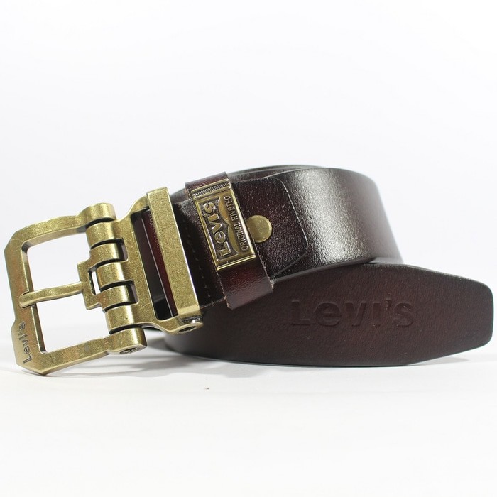 GESPER IKAT PINGGANG KULIT PRIA SELAPIS - LEVIS LEVI'S GP1 GOLD BROWN