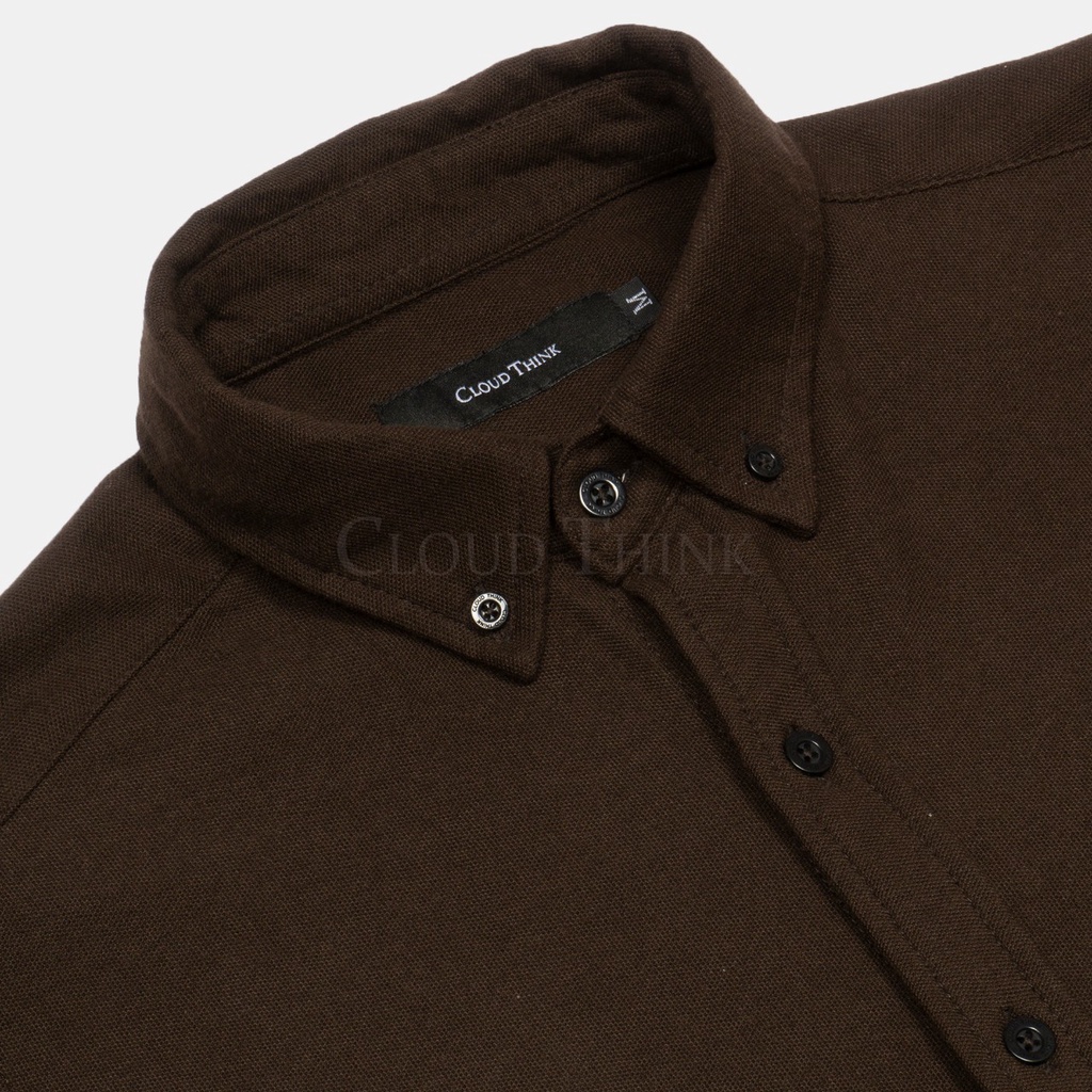 Kemeja Pria Lengan Panjang Cokelat | Brown Original Cotton Pique Best Quality