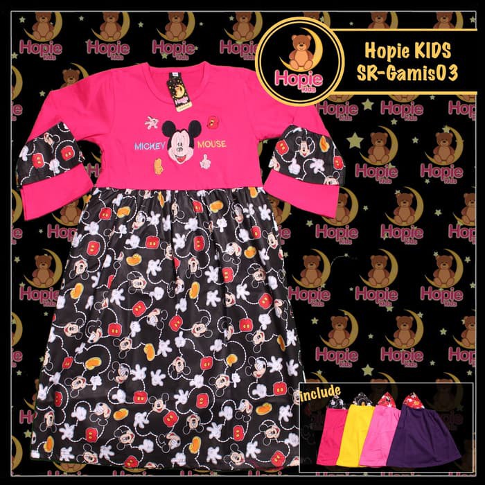 Pakaian Anak Perempuan - Dress - Atasan Anak Gamis Anak Cantik 'Mickey Mouse" (Grosir) Termurah