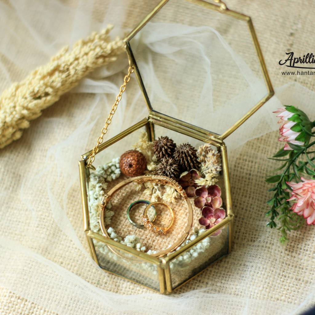 Kotak Perhiasan | Kotak Cincin Tera Segi 6 Rustic