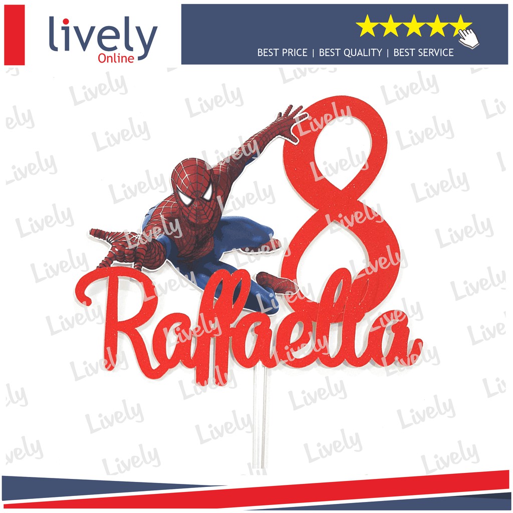 CUSTOM NAMA CUTTING CAKE TOPPER KARAKTER SPIDERMAN 02 HIASAN KUE