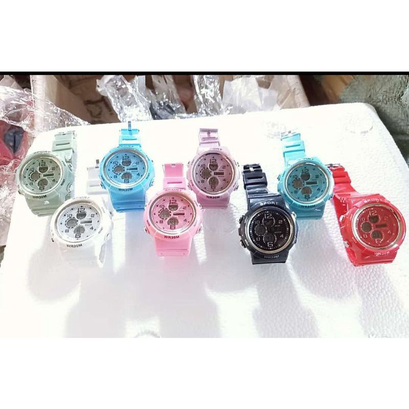 (Cod)Jam Tangan Wanita Sport Digital WR30M Strap Rubber(Dikirim Jakarta)