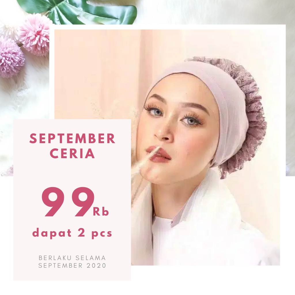 cod Inner Jilbab Turki Iner Pesta Ciput ninja Dalaman Daleman Hijab Renda Polos Brukat anti melar