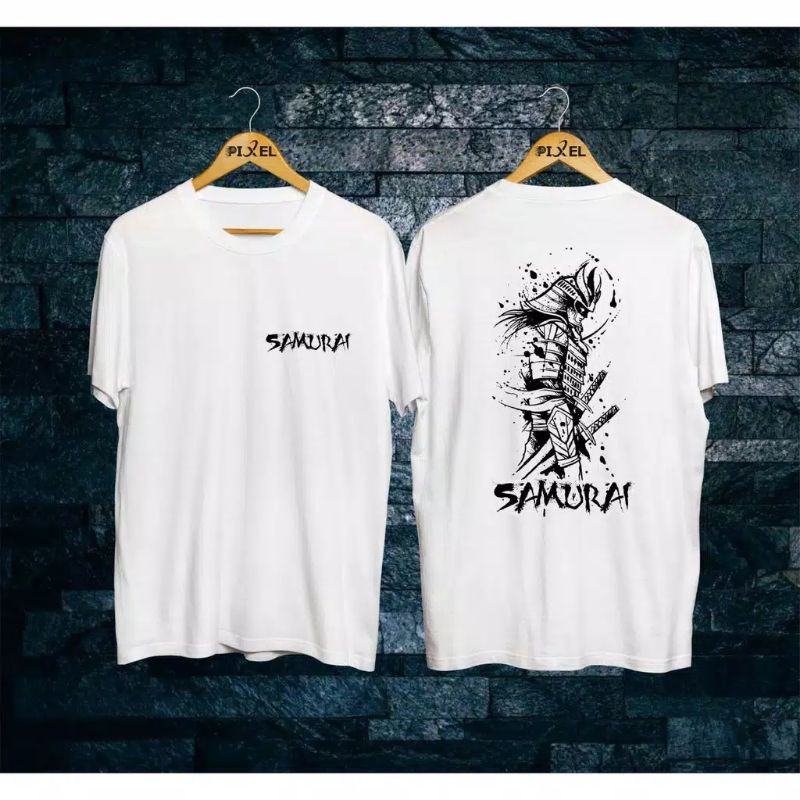 BAJU KAOS DISTRO PRIA TERBARU SAMURAI JEPANG PUTIH/KAOS DESAIN JEPANG