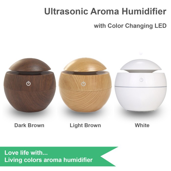 Humidifier Bulat Ultrasonic Aroma Terapi With LED Color Pelembab Udara