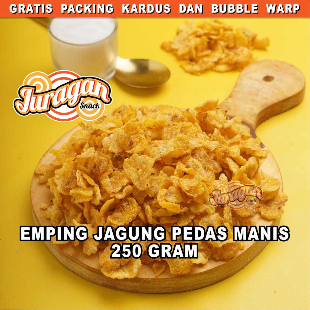 EMPING JAGUNG PEDAS MANIS 250 gram snack kiloan makanan ringan jajanan cemilan camilan pedas manis asin gurih murah