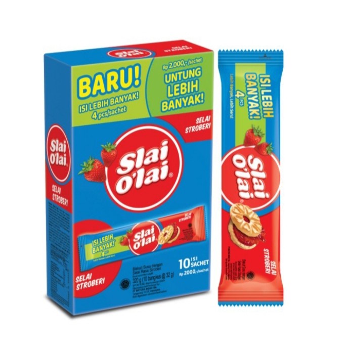 

Roma Slai Olai Strawberry 32 Gram. 1 Box isi 10 Sachet
