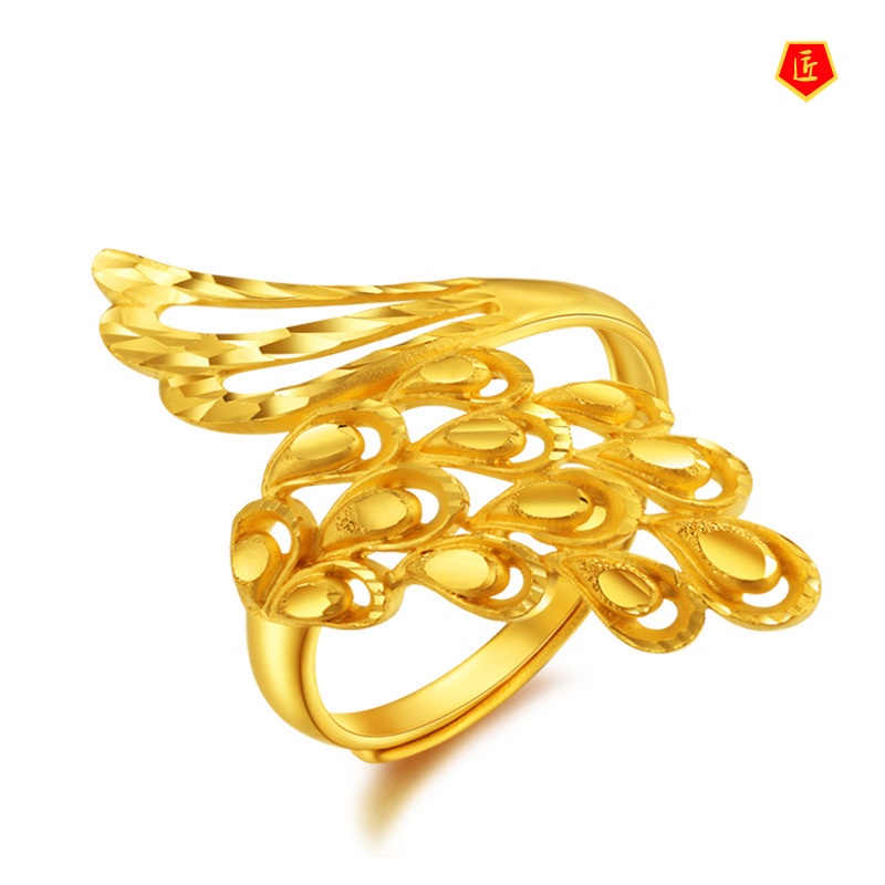 [Ready Stock]Women's Elegant Phoenix Feather Gold Ring