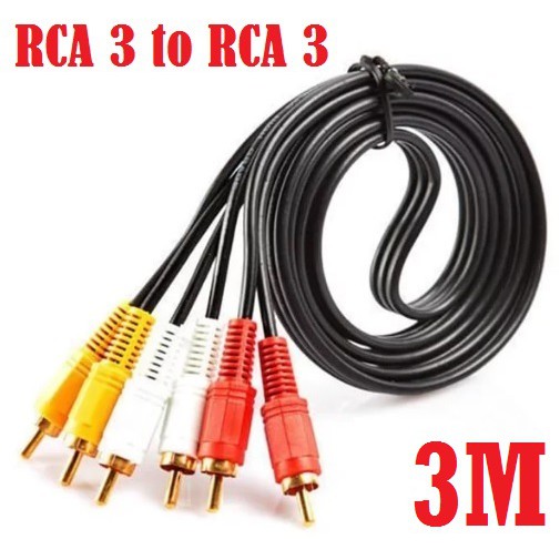 KABEL RCA 3 - 3 KABEL VIDEO AV 3 Meter - KABEL MERAH PUTIH KUNING 3M