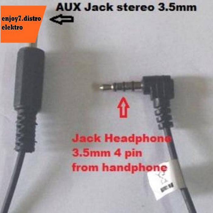 Kabel Jack 3.5Mm Headphone 4Pin To Jack 3.5Mm Stereo Aux Audio Connect Bishele88 Segera Beli