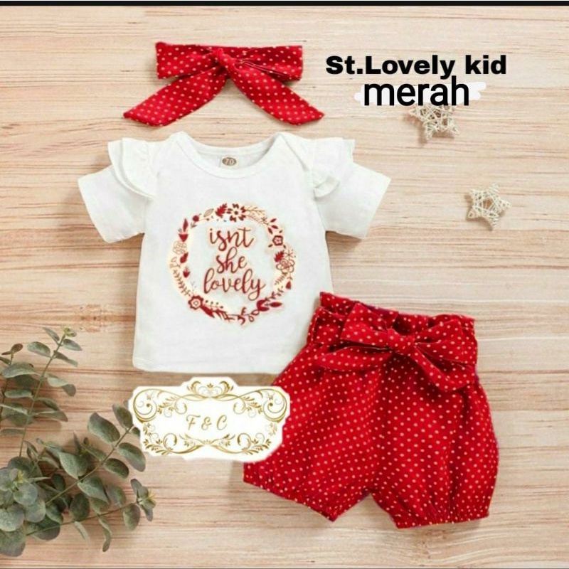 Setelan Anak Cewek / Baju+Celana+Bando / Setelan Anak Usia 2-6 Tahun / Set Lovely