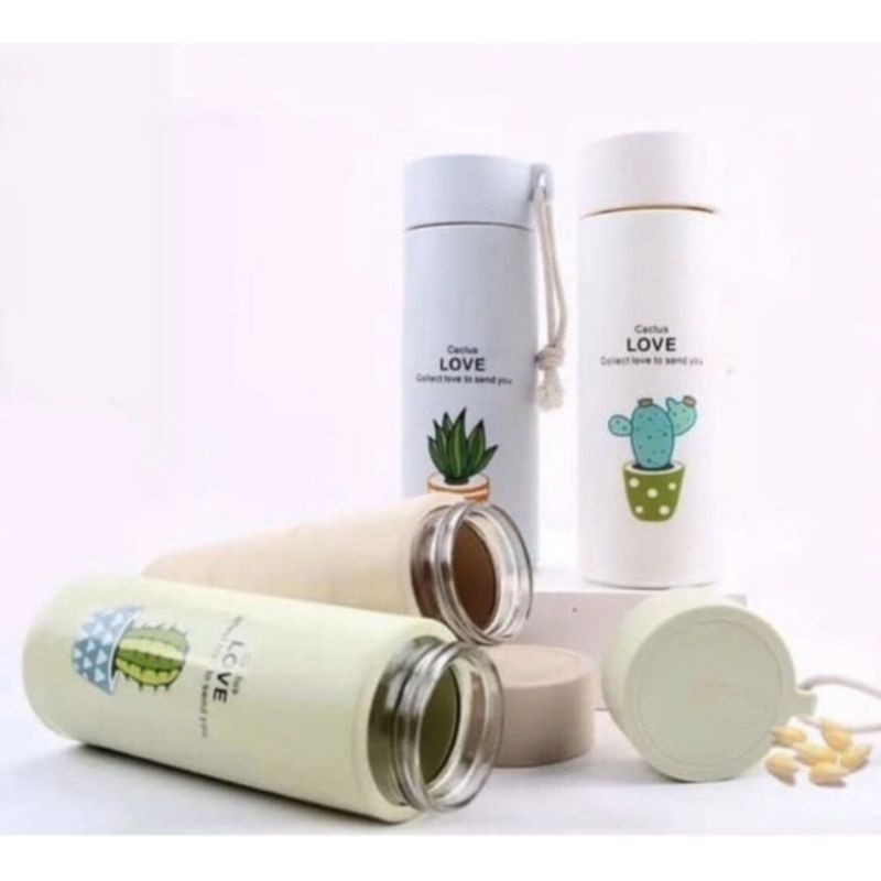 (FREE ONGKIR) Botol Minum Kaktus - Botol Air Minum Kaca - Tempat Air Minum Serbaguna