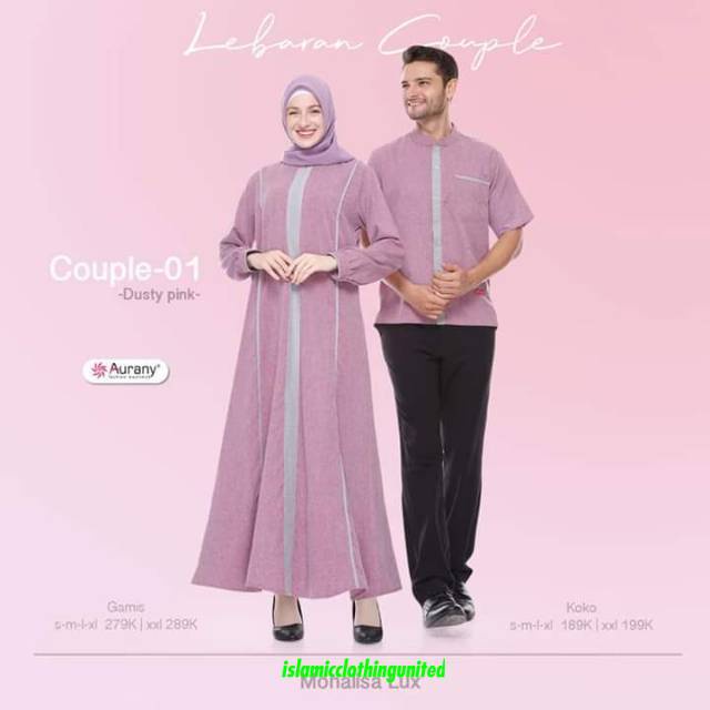 Sarimbit Aurany Couple 01 Gamis GSA 24 Koko AK Dusty Pink Light Green - DZ