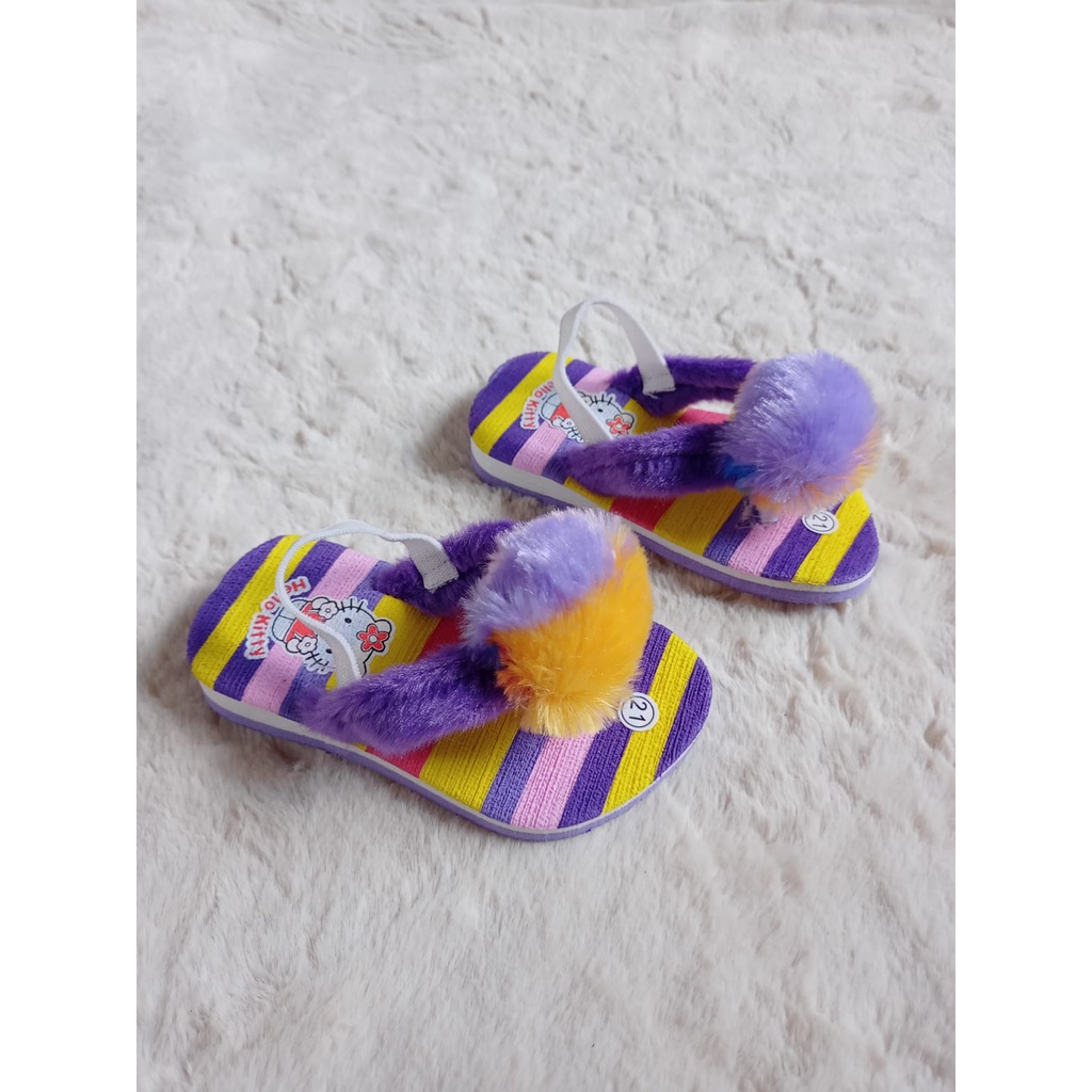 Sandal baby pompom pelangi