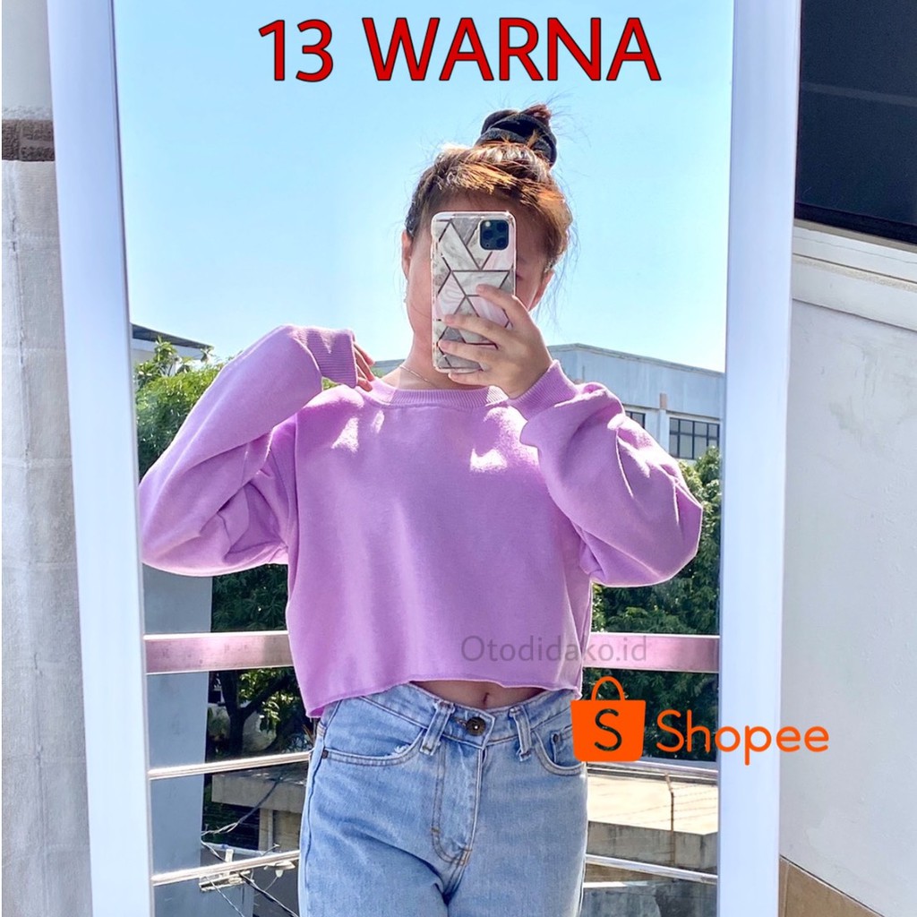 [BAYAR DITEMPAT] BASIC SWEATER CROP ALLSIZE & BIG SIZE