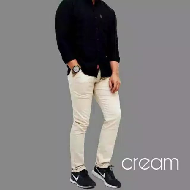 Celana Chino Pria Bahan Adem Nyaman Katun Strecth/Melar