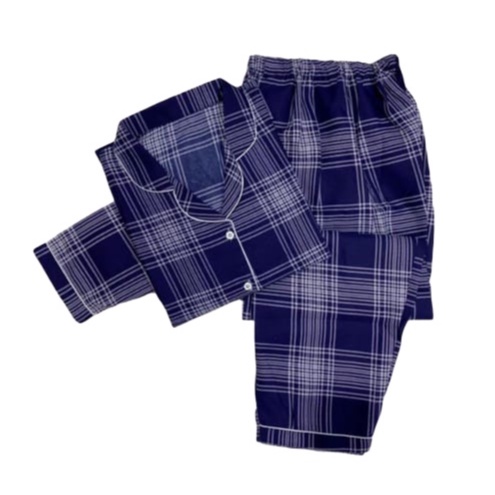 BAJU TIDUR WANITA LENGAN PANJANG / SETELAN PIYAMA WANITA KATUN MOTIF PP-PP GUILLEN NAVY