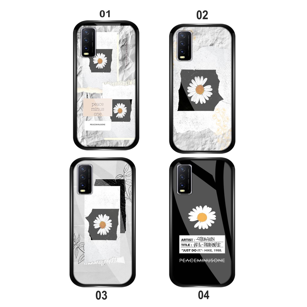 Softcase Kaca Glass Peaceminusone (SF112) - Case Vivo Y20 Y12S - Casing Vivo Y20 - Case Hp Vivo Y20