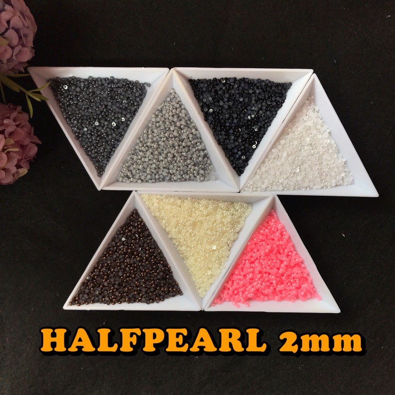 Half Pearl 2mm Mutiara Belah Mutbel isi 1000pcs Bahan Craft Nailart Henna Kuku palsu