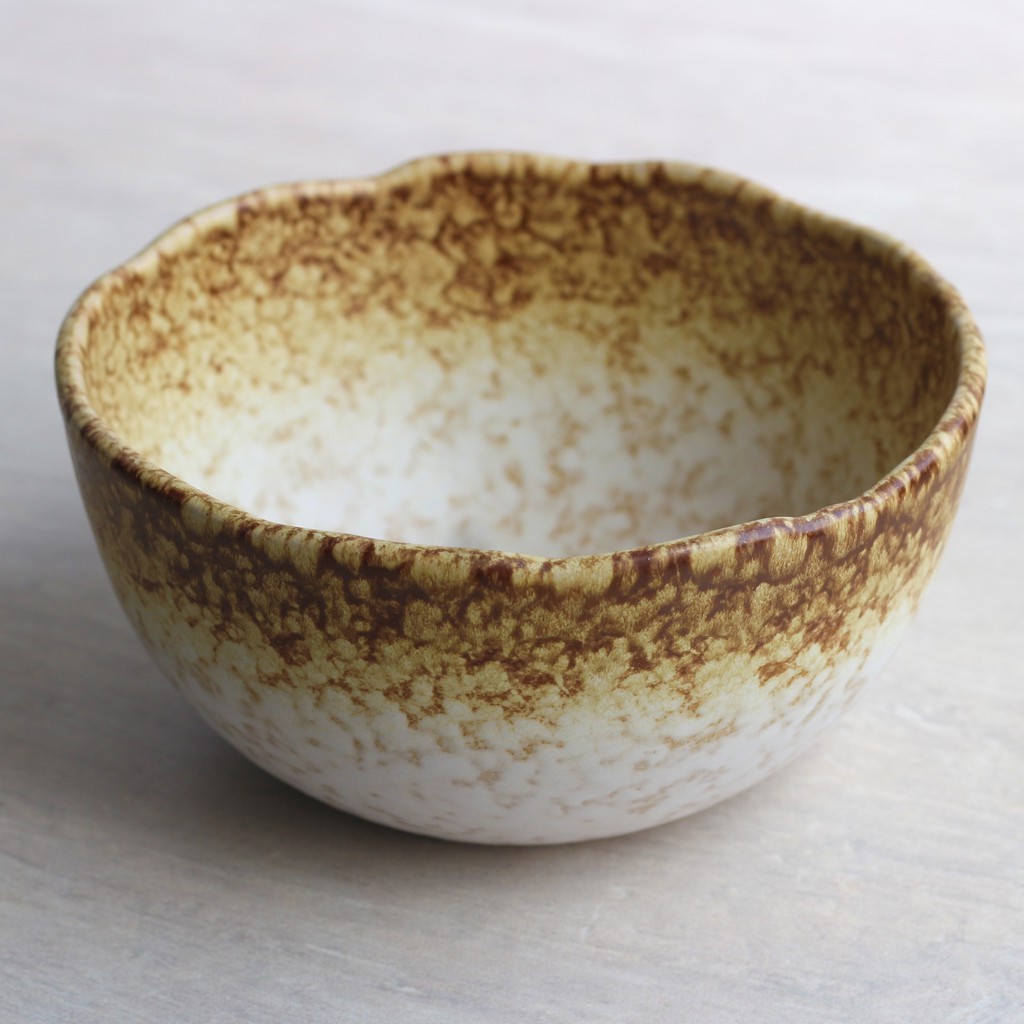  MANGKOK  SAJI KERAMIK  MOTIF  15 BOWL RUSTICT WHITE BROWN 