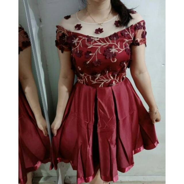 Dress Party Dress Natal Gaun Party Gaun Natal Putih Dress Imlek Merah