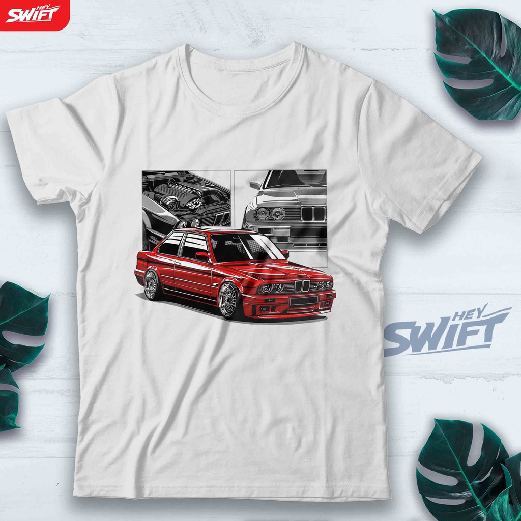 KAOS BMW E30 COUPE RED CLASSIC CAR TSHIRT BAJU DISTRO