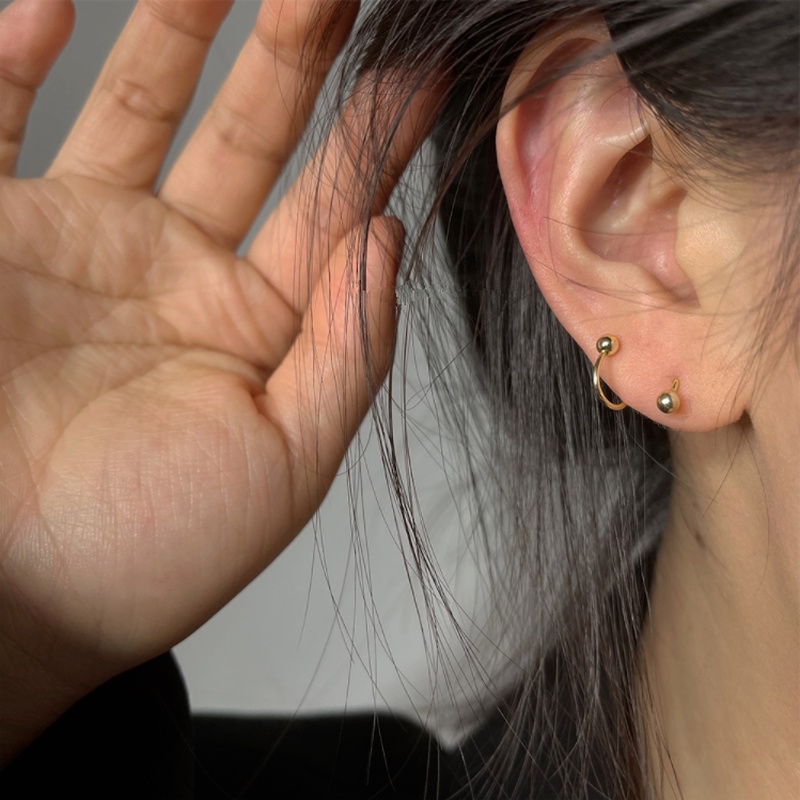 We Flower Punk Stainless Steel Bola Kecil Memutar Stud Anting Untuk Wanita Pria Chic Anting Tindik Spiral Fashion Telinga Mulut Hidung Cincin Perhiasan Hadiah