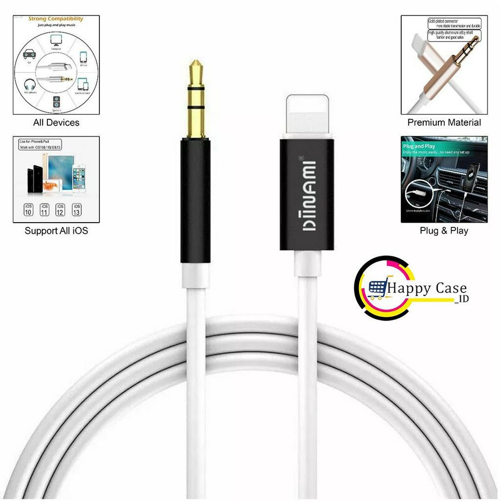 DIINAMI Kabel Aux TO Iphone Audio Cable 3,5mm to Lightning Murah kabel aux ke iPhone OEM Speaker Hea