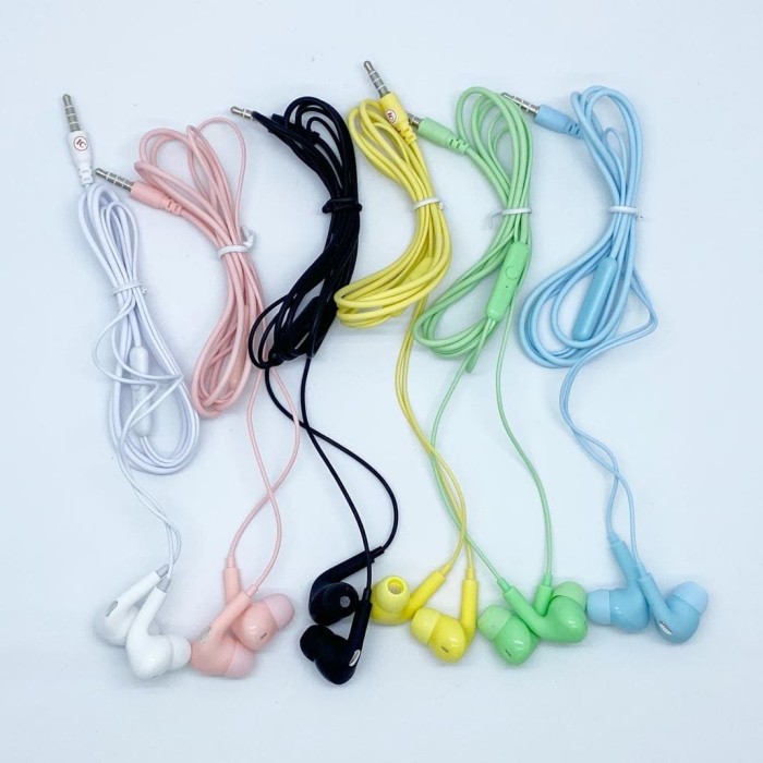 Trend-HEADSET MACARON U19 Hifi Stereo Extra Bass Handsfree Matte Colorfull Earphone Jack 3.5mm