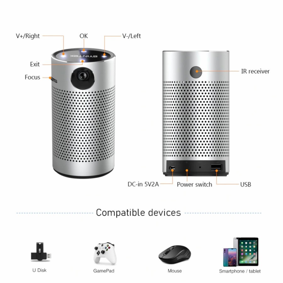 Byintek Portable Smart Projector UFO P7 Proyektor Portabel Mini