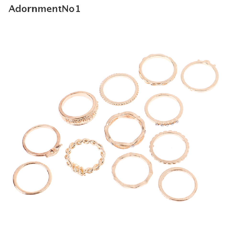 (AdornmentNo1) 12pcs / set Cincin Gaya Punk / Gotik Untuk Wanita