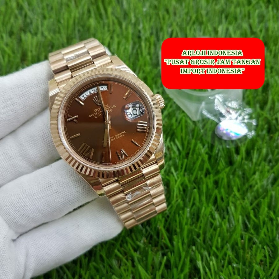 Hot Sale Jam Tangan Pria ROLEX DayDate Rosegold SWISS ETA 1:1 Garansi 1th