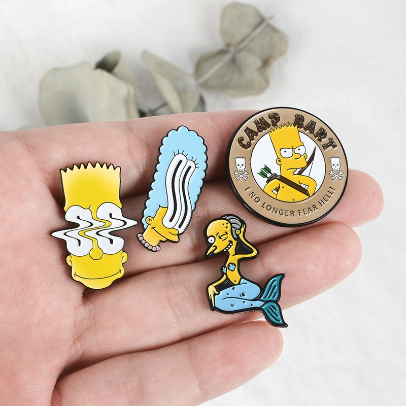 Bros Pin Enamel Desain Karakter Kartun Simpson Family Gaya Vintage Untuk Koleksi Topi