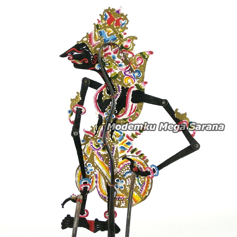 Souvenir Wayang Kulit Mini Caperan Super 20 Cm - Prabu Kresna Hitam