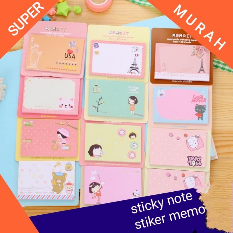 Memo Karakter Lucu &amp; Unik Notebook Catatan Memo Karakter Sticky Note Notes Memo Tempel Lengket