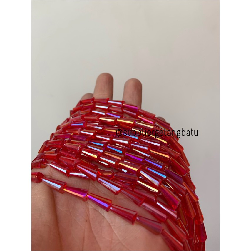 kristal terompet 12 x 8mm RED MERAH blink payet rajut gelang kalung