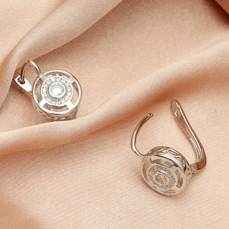 Korean Exquisite Hollow Geometric Earrings Sweet Zircon Earring