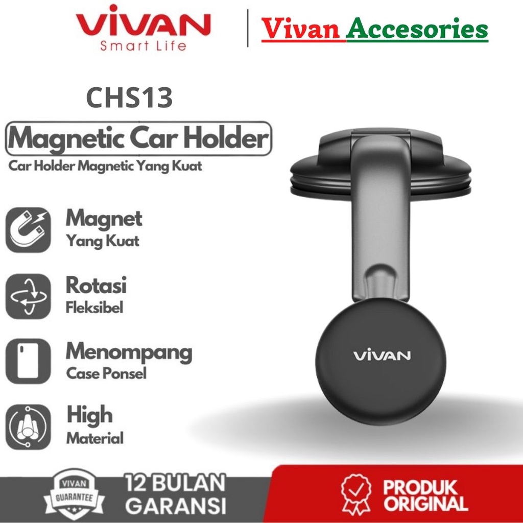 Vivan CHS13 Magnetic Car Holder Mobil Phone Dashboard Mount Fleksibel