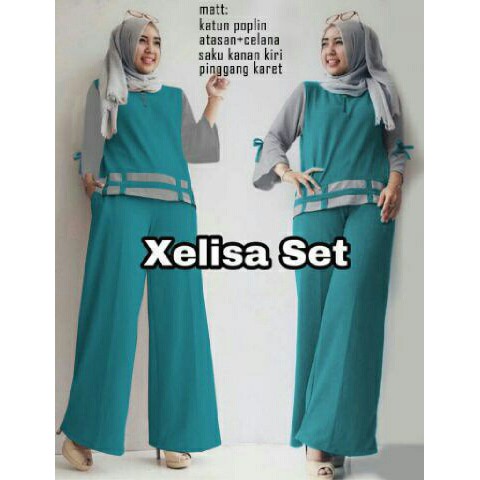 RN Xelisa Set Tosca Baju Setelan Muslim Wanita Fashion Hijab Kekinian
