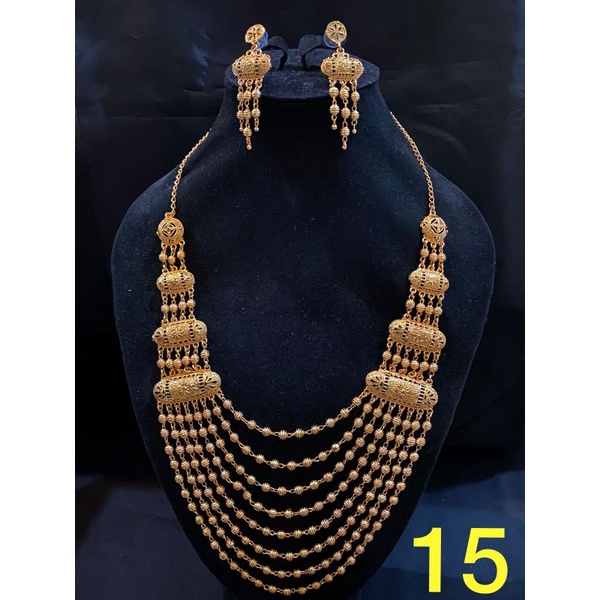 Kalung Panjang Pengantin dengan Anting Sepasang Model India