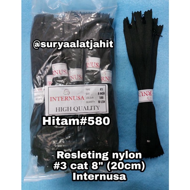 Resleting nylon 8in (20cm) cat Internusa =rp.7.500/1lusin